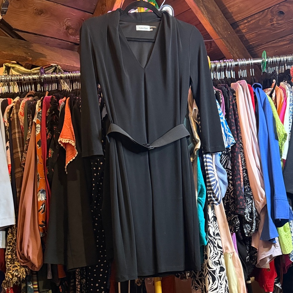 Calvin Klein Elegant Black Long Sleeve Dress